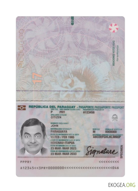 Passeport du Paraguay 2023 présent